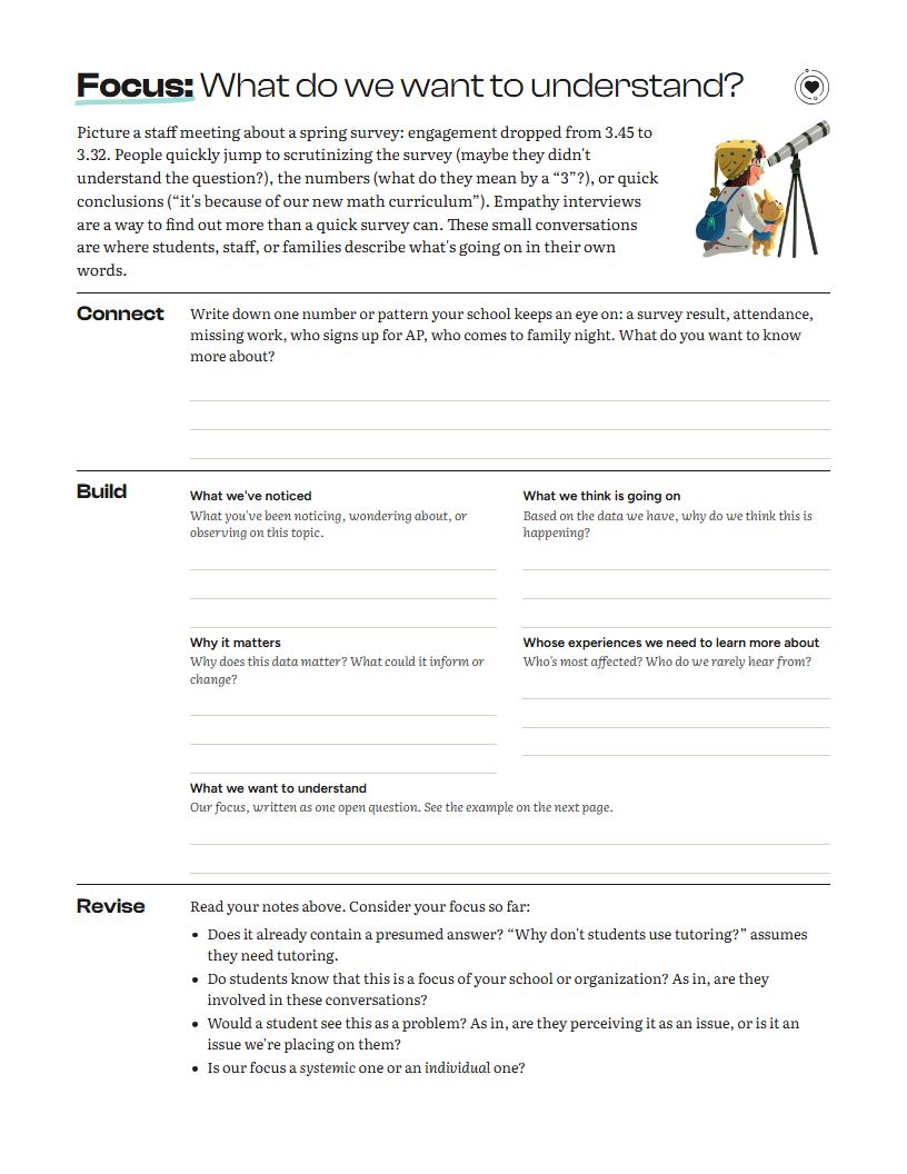 Page 1 of Focus: What do we want to understand?