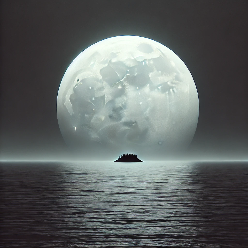 Dark moonlit ocean scene